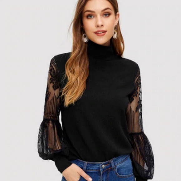 SHEIN Tops - SHEIN BLACK BLOUSE SIZE LARGE